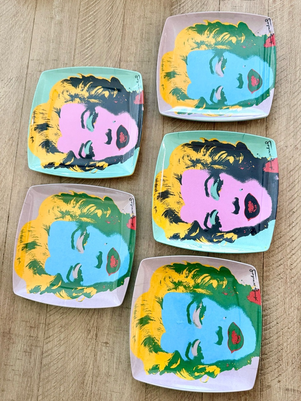 Pop Art Marilyn Square Decorative Plates - Multicolor Set